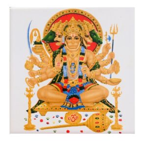 SHOP BY ROOM Ceramic Panch Mukhi Lord Hanuman Tiles for Home Entrance, Temple, Office - 6 x 6 Inch